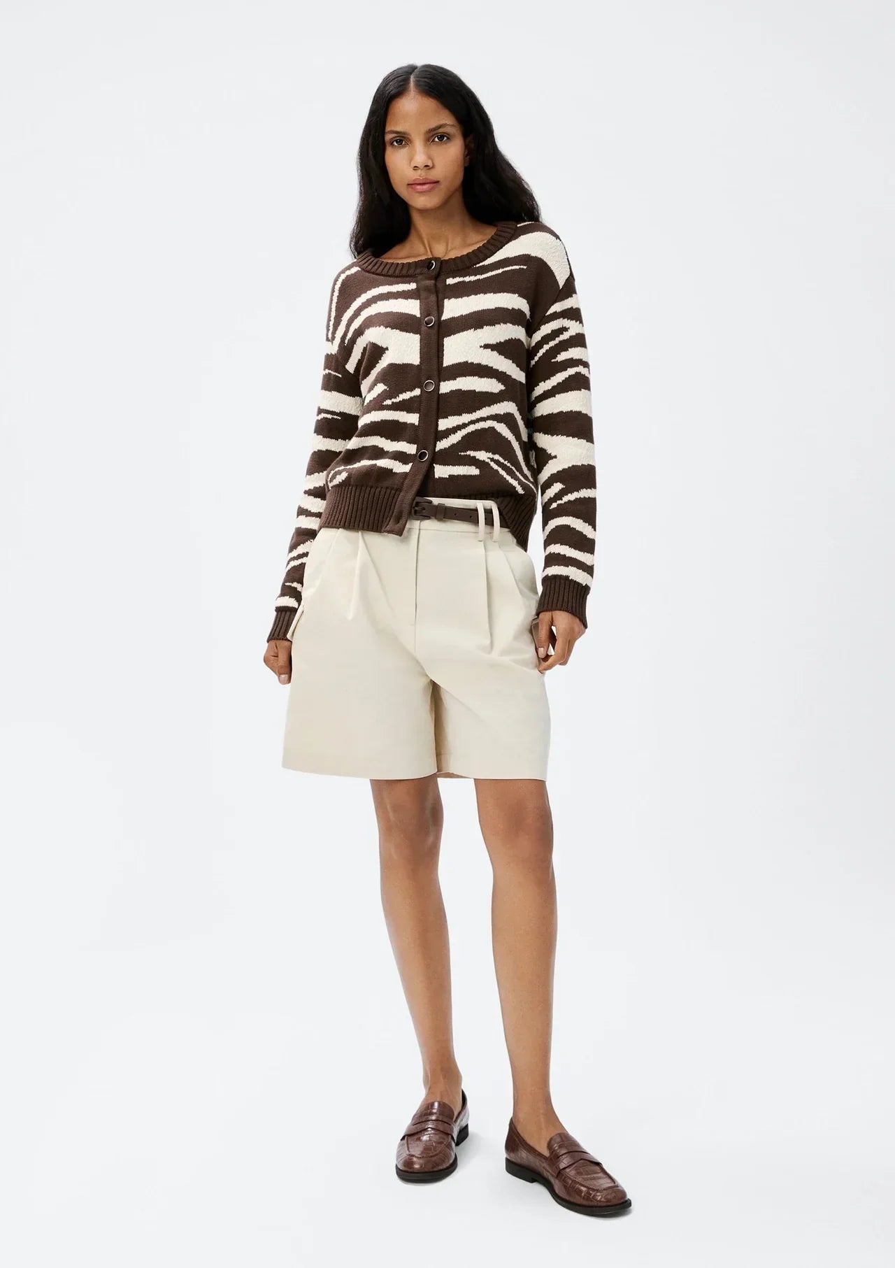Cardigan Feminino em Tricô Animal Print