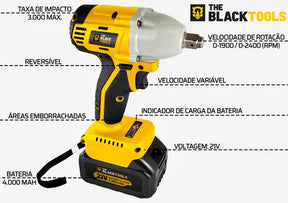 Kit Furadeira De Impacto + Chave De Impacto A Bateria 21v