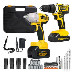 Kit Furadeira De Impacto + Chave De Impacto A Bateria 21v