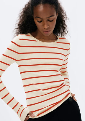 Blusa Feminina Manga Longa Slim Listrada em Tricô