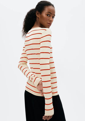 Blusa Feminina Manga Longa Slim Listrada em Tricô