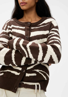 Cardigan Feminino em Tricô Animal Print