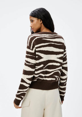 Cardigan Feminino em Tricô Animal Print